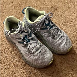 Hoka One Mens Shoes 8.5 Gray Green Running Walking Gaviota 4 Workout Everyday